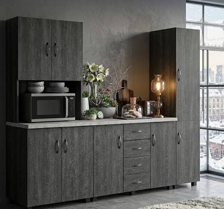Oakland 2 Piece Kitchen Unit, Wallnut and Black Oak foil
